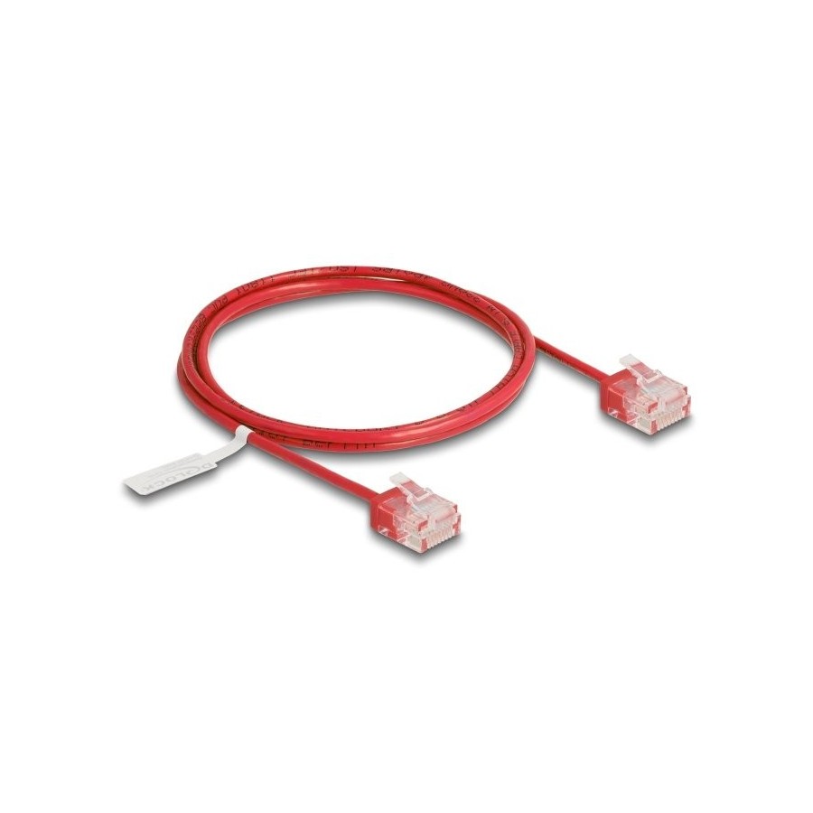 Delock rj45 cable de red cat.6 utp ultra slim 1 m rojo con kurzen machon