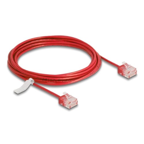Delock rj45 cable de red cat.6 utp ultra slim 3 m rojo con kurzen machon