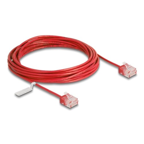 Delock rj45 cable de red cat.6 utp ultra slim 5 m rojo con kurzen machon
