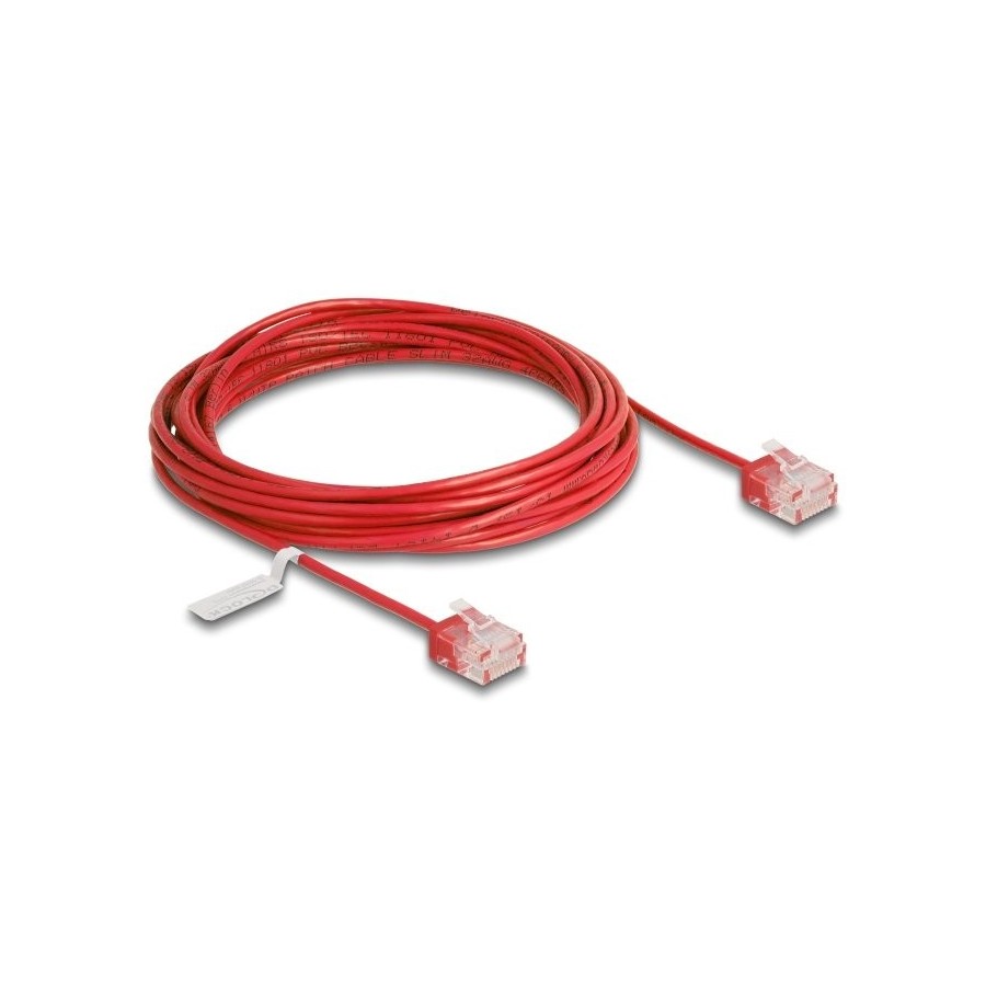 Delock rj45 cable de red cat.6 utp ultra slim 5 m rojo con kurzen machon