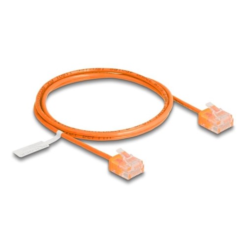 Delock rj45 cable de red cat.6 utp ultra slim 1 m naranja con kurzen machon