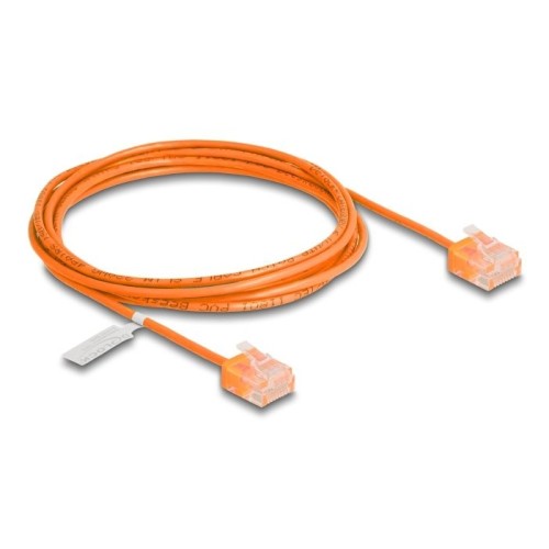 Delock rj45 cable de red cat.6 utp ultra slim 2 m naranja con kurzen machon