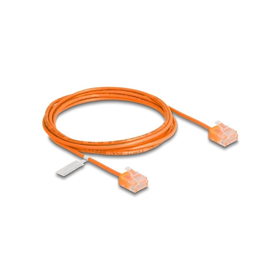 Delock rj45 cable de red cat.6 utp ultra slim 2 m naranja con kurzen machon