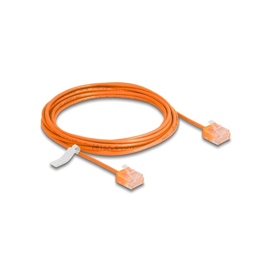 Delock rj45 cable de red cat.6 utp ultra slim 3 m naranja con kurzen machon