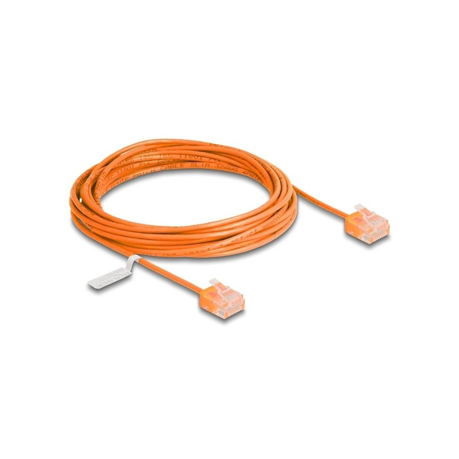 Delock rj45 cable de red cat.6 utp ultra slim 5 m naranja con kurzen machon