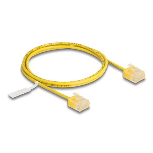 Delock rj45 cable de red cat.6 utp ultra slim 1 m amarillo con kurzen machon