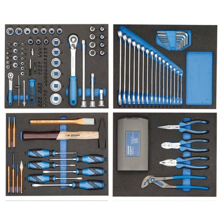 Carro de herramientas gedore workster highline azul/negro, incluye 147 herramientas 3082105