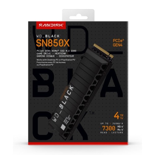 Wd black sn850x nvme ssd 4tb negro, pcie 4.0 x4, nvme, m.2 2280, disipador wds400t2xhe