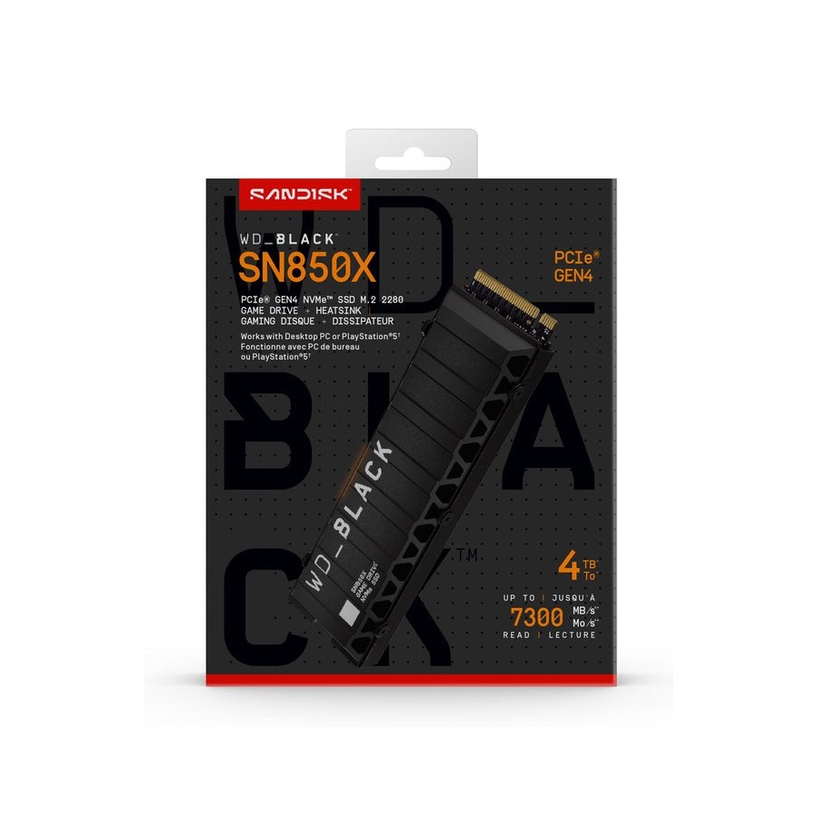 Wd black sn850x nvme ssd 4tb negro, pcie 4.0 x4, nvme, m.2 2280, disipador wds400t2xhe