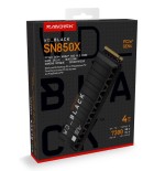 Wd black sn850x nvme ssd 4tb negro, pcie 4.0 x4, nvme, m.2 2280, disipador wds400t2xhe
