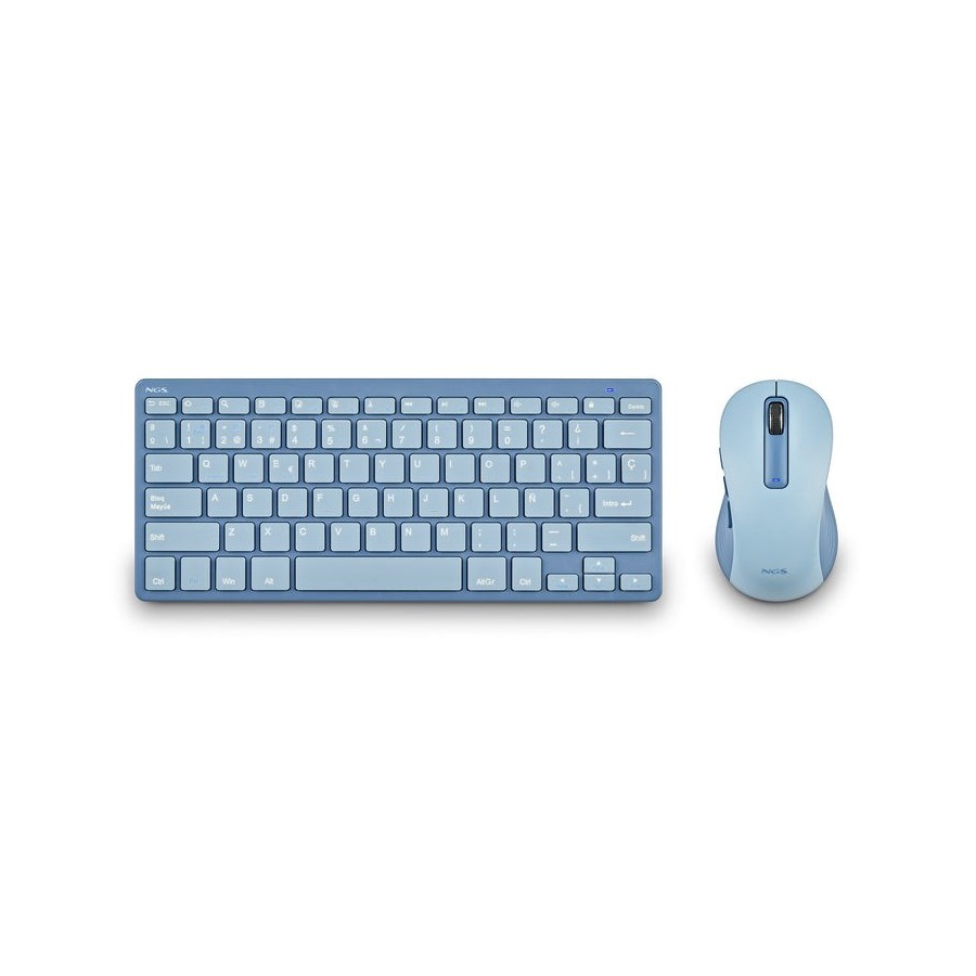 Teclado y ratón inalámbricos ngs fantasy kit blue azul