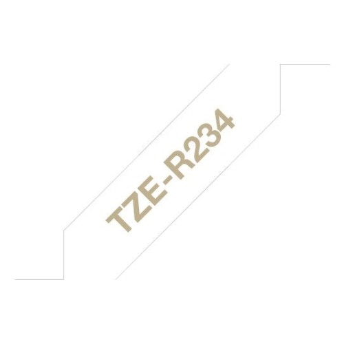 Brother tze-r234 cinta para impresora de etiquetas oro sobre blanco