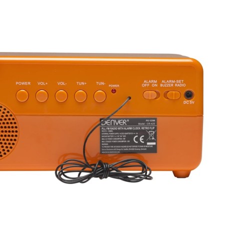 Despertador denver cr-425 fm alarma al timbre o radio flip retro dígitos batería