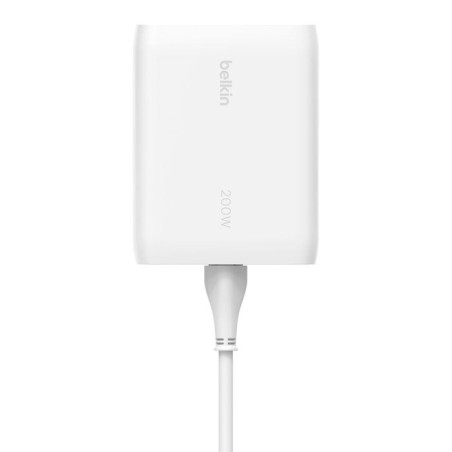 Cargador de pared belkin 4 puertos usb-c gan 200w, blanco