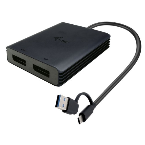 I-tec usb-a/usb-c dual 4k/60 hz displayport video adapter