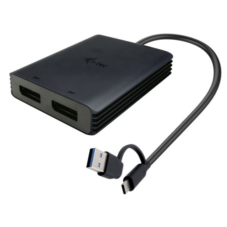 I-tec usb-a/usb-c dual 4k/60 hz displayport video adapter
