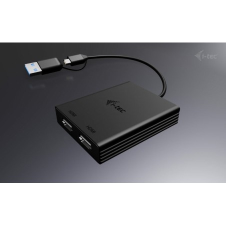 I-tec usb-a/usb-c dual 4k/60 hz displayport video adapter