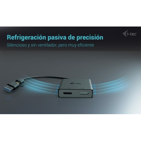 I-tec usb-a/usb-c dual 4k/60 hz displayport video adapter