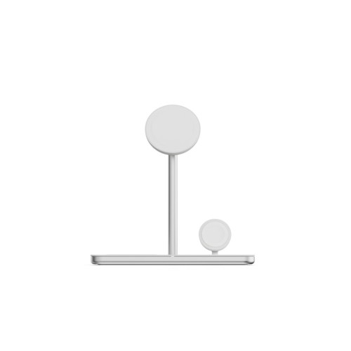 Soporte base de carga inalambrico 3en1 magsafe plata linq carga magnética qi2/ certificación mfi para apple watch