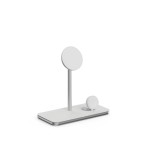Soporte base de carga inalambrico 3en1 magsafe plata linq carga magnética qi2/ certificación mfi para apple watch