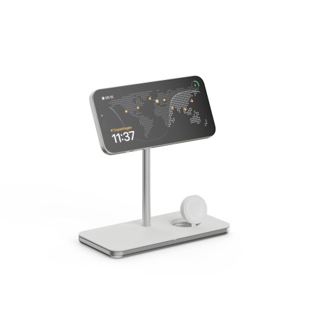 Soporte base de carga inalambrico 3en1 magsafe plata linq carga magnética qi2/ certificación mfi para apple watch