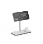 Soporte base de carga inalambrico 3en1 magsafe plata linq carga magnética qi2/ certificación mfi para apple watch
