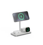 Soporte base de carga inalambrico 3en1 magsafe plata linq carga magnética qi2/ certificación mfi para apple watch