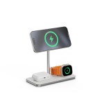 Soporte base de carga inalambrico 3en1 magsafe plata linq carga magnética qi2/ certificación mfi para apple watch