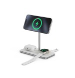 Soporte base de carga inalambrico 3en1 magsafe plata linq carga magnética qi2/ certificación mfi para apple watch