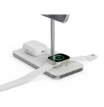 Soporte base de carga inalambrico 3en1 magsafe plata linq carga magnética qi2/ certificación mfi para apple watch