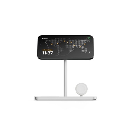 Soporte base de carga inalambrico 3en1 magsafe plata linq carga magnética qi2/ certificación mfi para apple watch