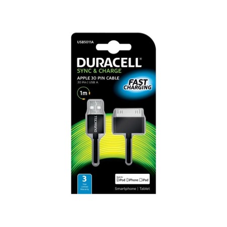 Duracell duracell sync charge cable 1 metre black para for apple iphone/ipad 30 pin devices usb5011a