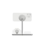 Soporte base de carga inalambrico 3en1 magsafe plata linq carga magnética qi2/ certificación mfi para apple watch