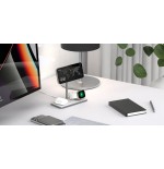 Soporte base de carga inalambrico 3en1 magsafe plata linq carga magnética qi2/ certificación mfi para apple watch