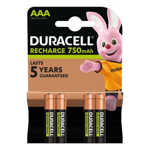Pack de 4 pilas aaa duracell hr3-b 1.2v recargables