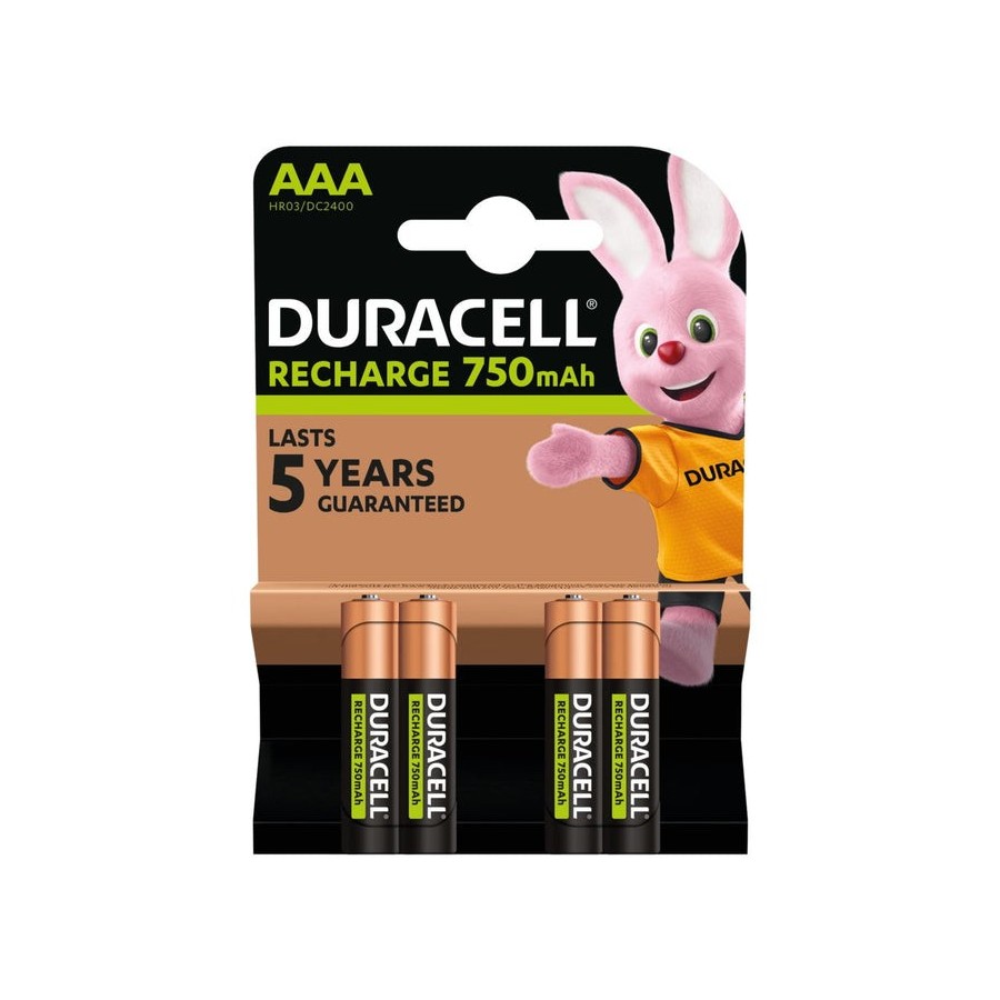 Pack de 4 pilas aaa duracell hr3-b 1.2v recargables