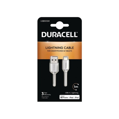 Cable usb lightning duracell usb5012w usb macho lightning macho 1m blanco