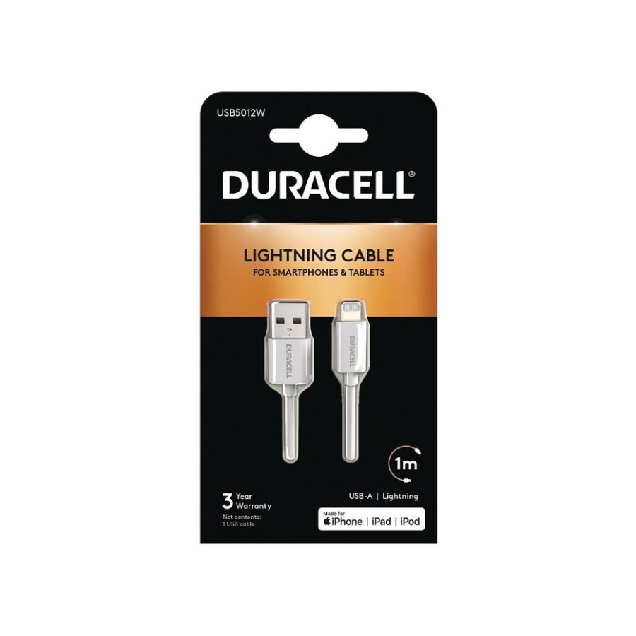Cable usb lightning duracell usb5012w usb macho lightning macho 1m blanco