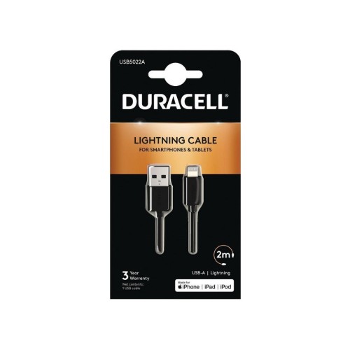 Cable usb lightning duracell usb5022a usb macho lightning macho 2m negro