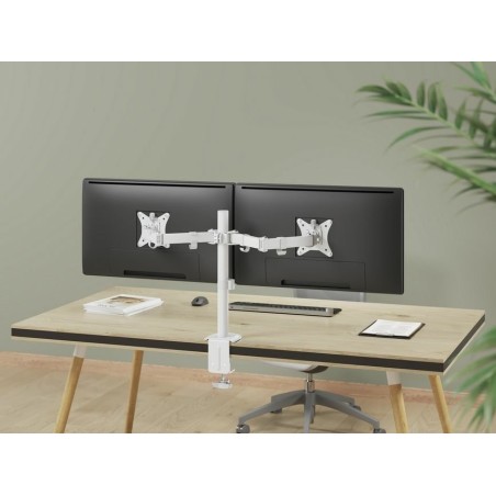 Soporte de mesa equip 650167 para 2 pantallas 17"-32" brazo inclinable y giratorio 360 color blanco