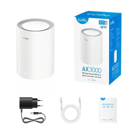 Cudy ax3000 sistema wifi 6 mesh ax3000 2.5g dual band - admite ancho de banda de 20/40/80/160mhz - 1x puerto lan