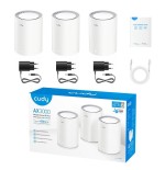 Cudy ax3000 pack de 3 sistemas wifi 6 mesh ax3000 2.5g dual band - admite ancho de banda de 20/40/80/160mhz - 1x puerto