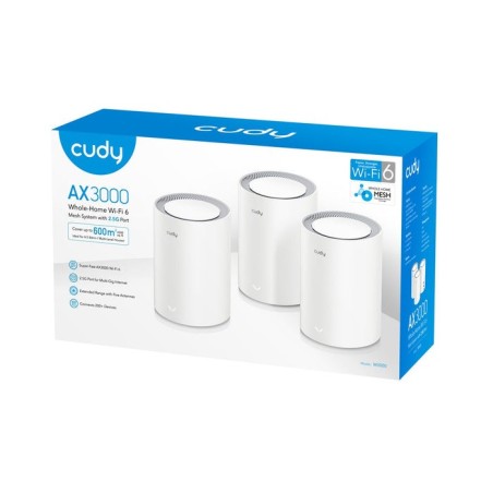 Cudy ax3000 pack de 3 sistemas wifi 6 mesh ax3000 2.5g dual band - admite ancho de banda de 20/40/80/160mhz - 1x puerto