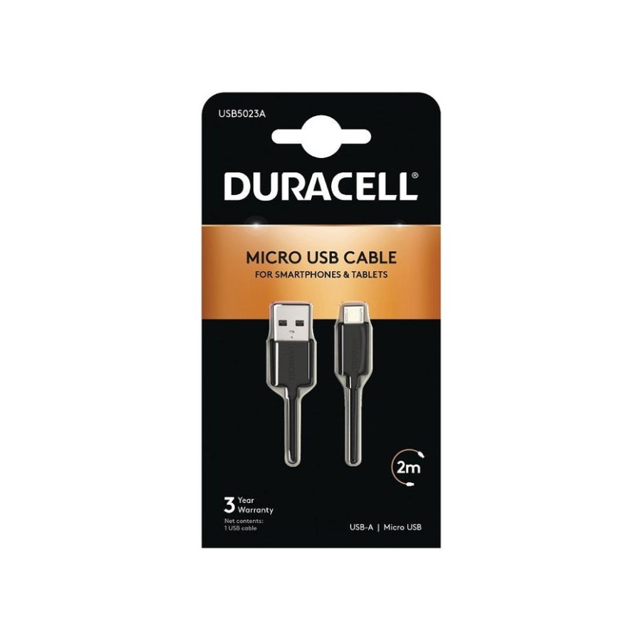 Cable usb duracell usb5023a usb macho microusb macho 2m negro
