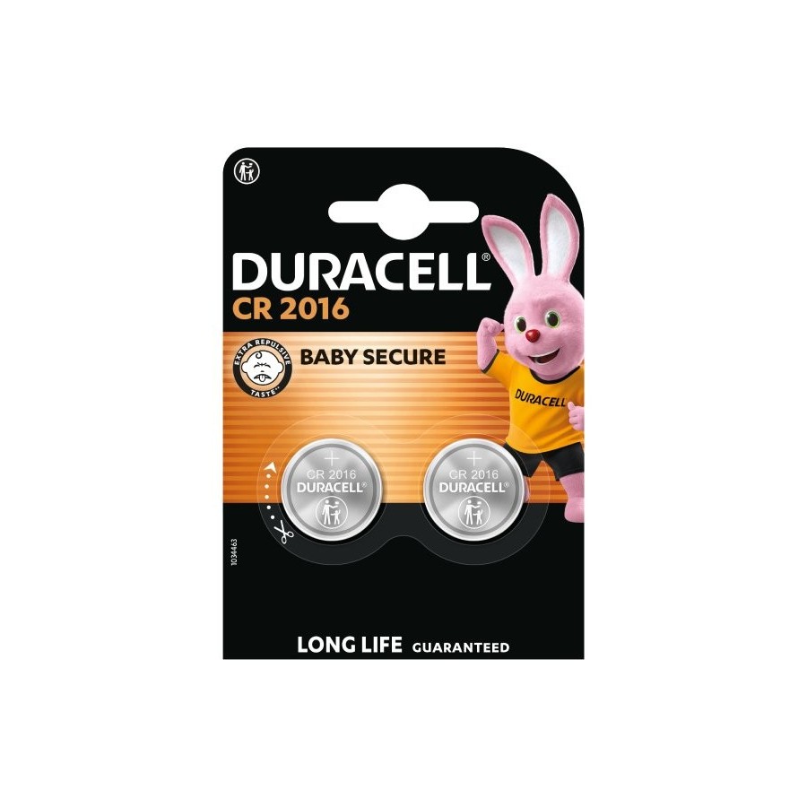 Pack de 2 pilas de botón duracell dl2016b2 3v