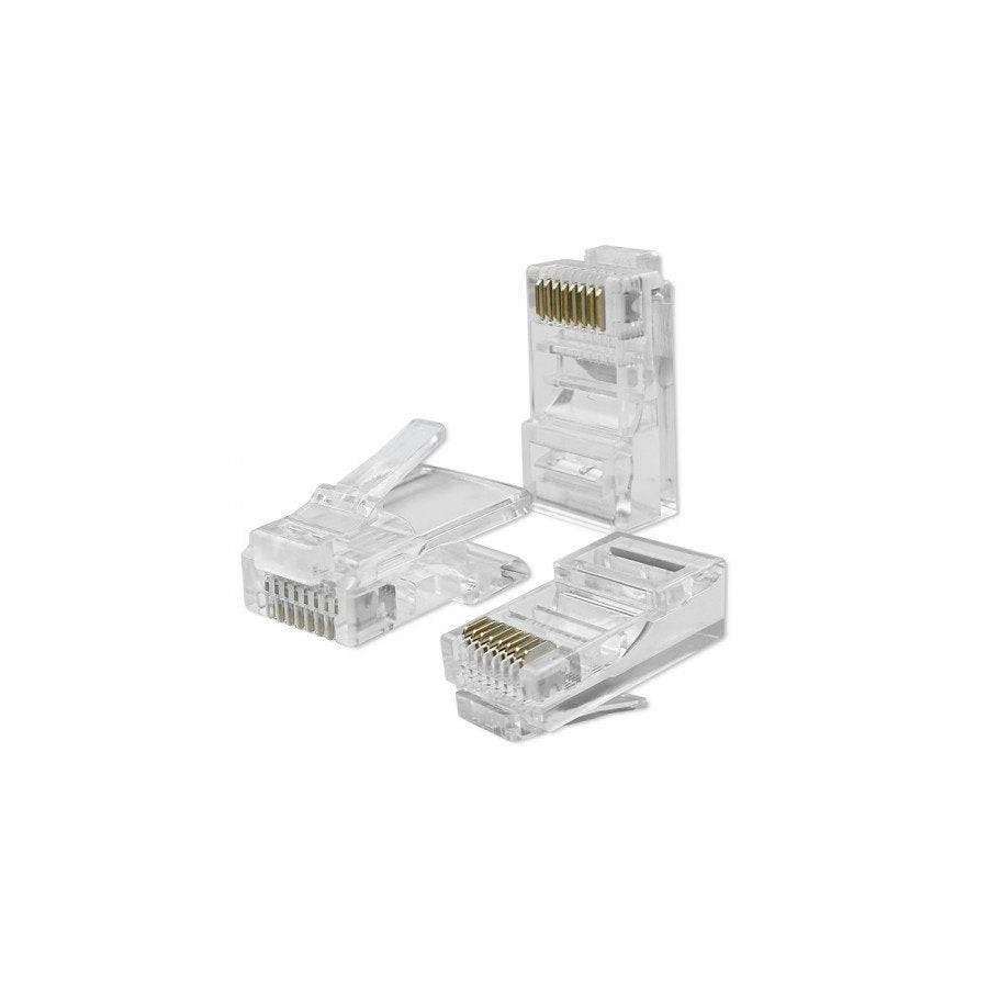 Qoltec 54542 rj45 through connector plug cat5e utp pass through gold plated contacts 100 pieces