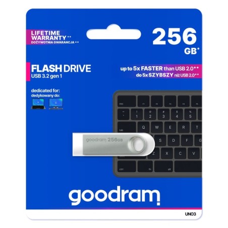 Goodram pendrive 256gb uno3 silver usb 3.2 gen 1 metal