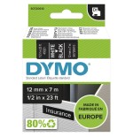 Cinta rotuladora autoadhesiva dymo d1 12mm x 7 metros de longitud para rotuladoras label manager, blanco sobre negro