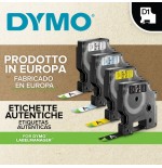 Cinta rotuladora autoadhesiva dymo d1 12mm x 7 metros de longitud para rotuladoras label manager, blanco sobre negro