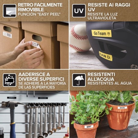 Cinta rotuladora autoadhesiva dymo d1 12mm x 7 metros de longitud para rotuladoras label manager, blanco sobre negro